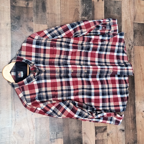 Ridgecut Other - Ridgecut Tough Plaid Wear Red Blue Beige Long Sleeve Heavy Weight Flannel Sz XL